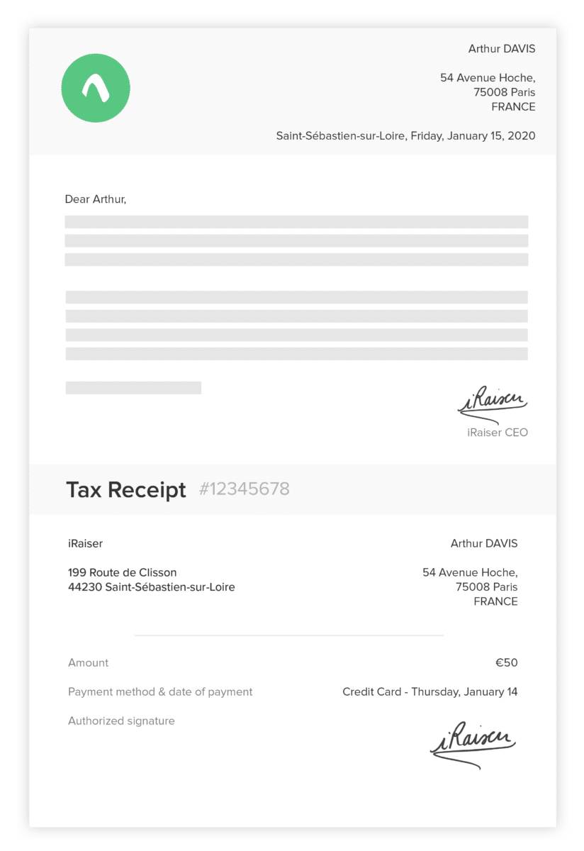 tax receipt example fundraising